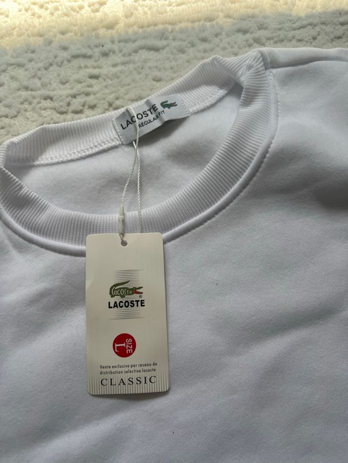 Pull Lacoste blanc taille L neuf avec étiquette - photo numéro 2