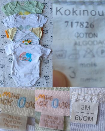 Lot de 4 bodies MC garçon taille 3 mois