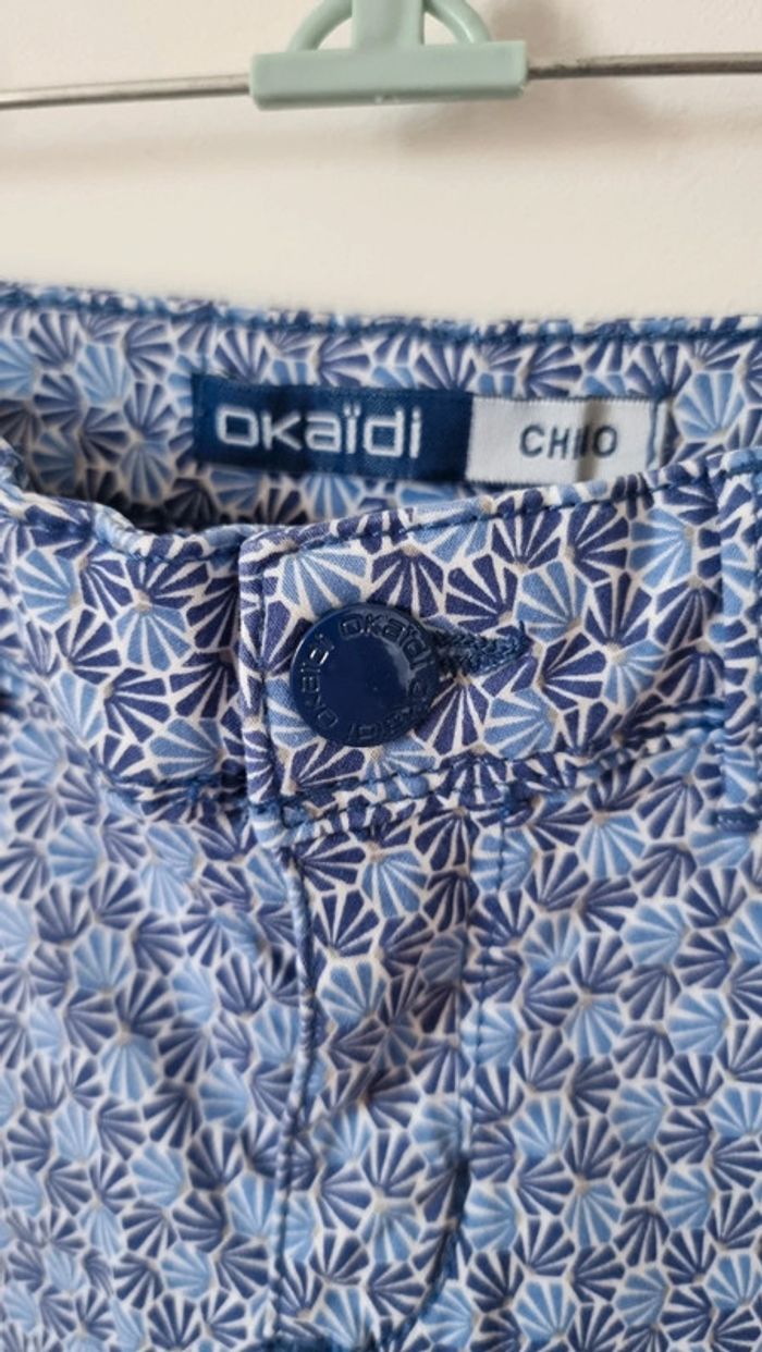 Short bleu okaidi chino taille 4ans neuf ceinture ajustable - photo numéro 5