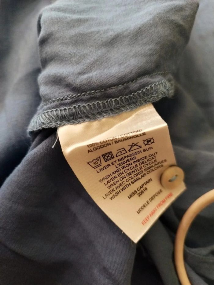 Chemise bleue fleurie 100% coton vintage L/40 - photo numéro 14