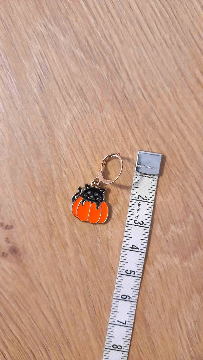 🎃 Boucles d’Oreilles Halloween Chat Noir & Citrouille 🎃 - photo numéro 3