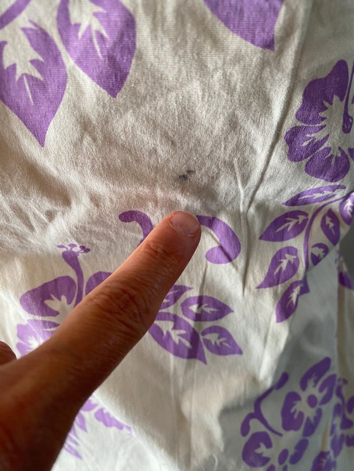 Robe courte style hawaïen crème avec fleurs violettes MWR taille 38 - photo numéro 19