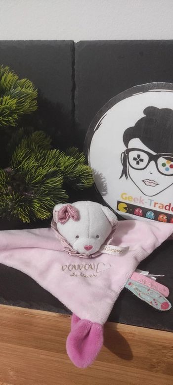 doudou et compagnie rêves chat ours blanc rose dc3538 abracadabra étoiles paillettes