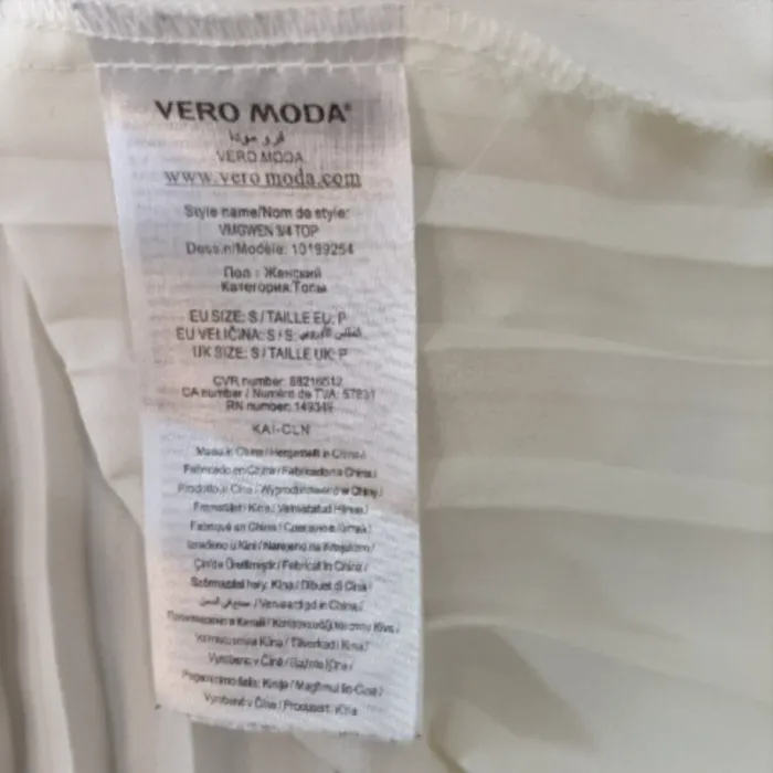 Blouse blanche plissée Vero Moda épaules brodées manches longues fluide taille S A1328 - photo numéro 10