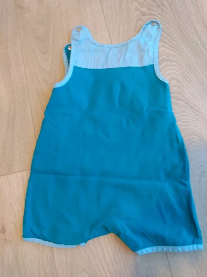 Barboteuse/combinaison turquoise bébé garçon hippopotame Obaïbi 9 mois - photo numéro 2