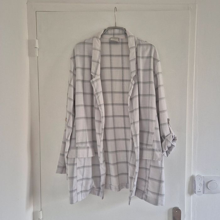 Blazer blanc à carreaux gris - Pimkie - Taille L : 40 - 42