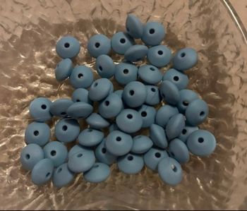 Perles plates bleu/gris