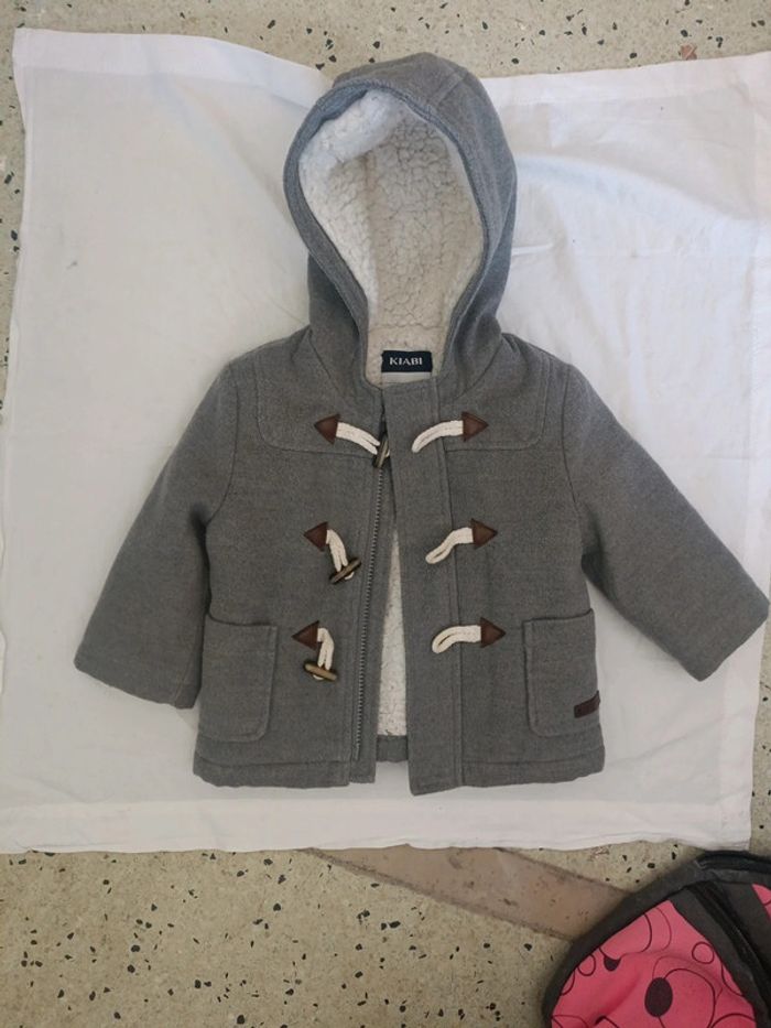 Manteau garçon 12 mois gris intérieur moumoute Kiabi