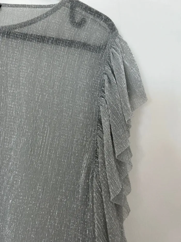 Haut Zara transparent argenter à paillettes en XS - photo numéro 3
