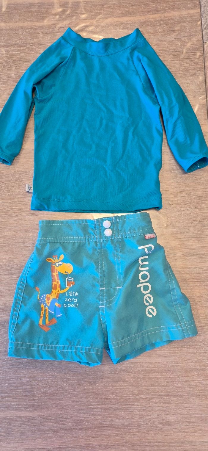 Maillot de bain couche + top anti uv