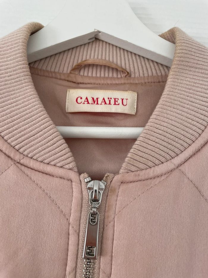 Bomber veste rose poudrée matelassée coupe-vent avec fermeture éclair et poches - photo numéro 8