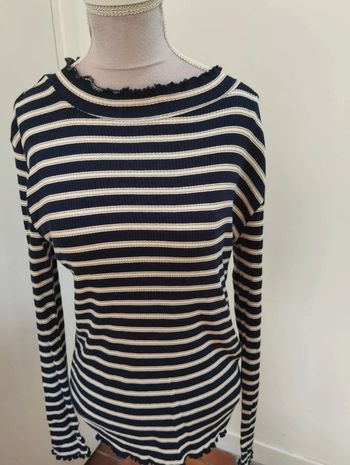 Sous-pull bleu marine et blanc In extenso 14 ans