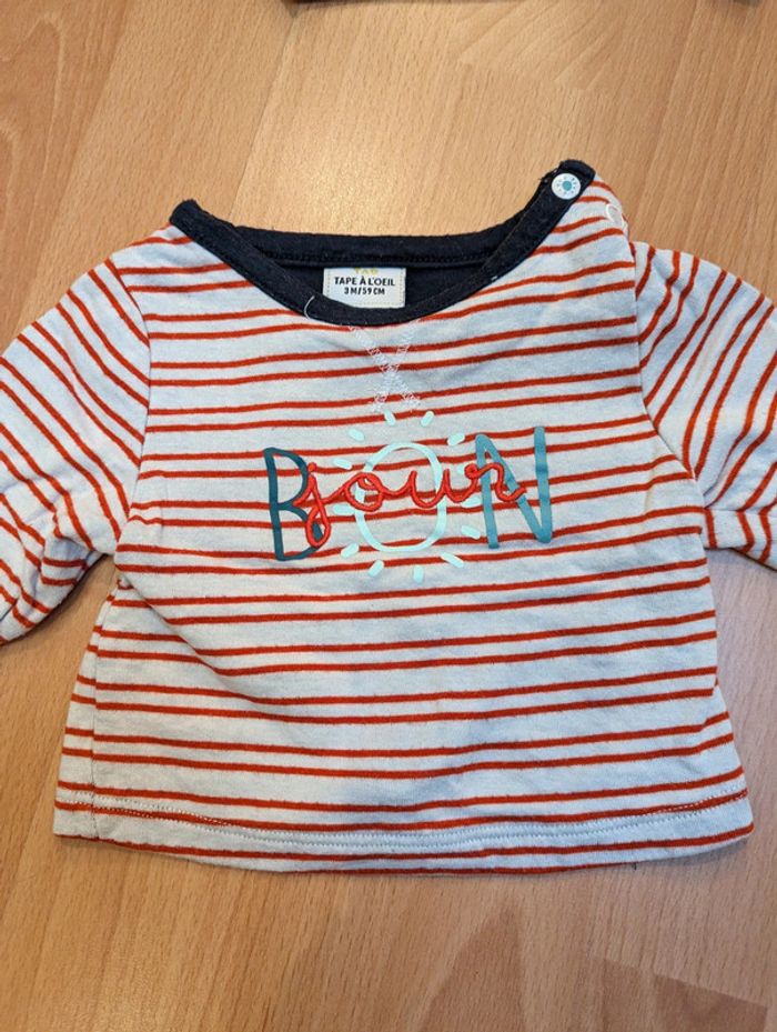 Lot de 3 tee-shirts à manches longues/pulls 3 mois - photo numéro 3