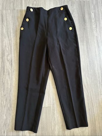 Pantalon taille haute noir et doré Zara T38 M