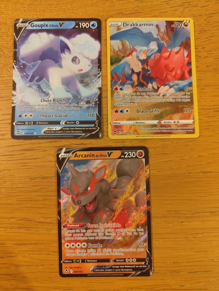 Lot 3 cartes Pokémon EB12 Tempête argentée goupix drakkarmin Arcanin - photo numéro 2
