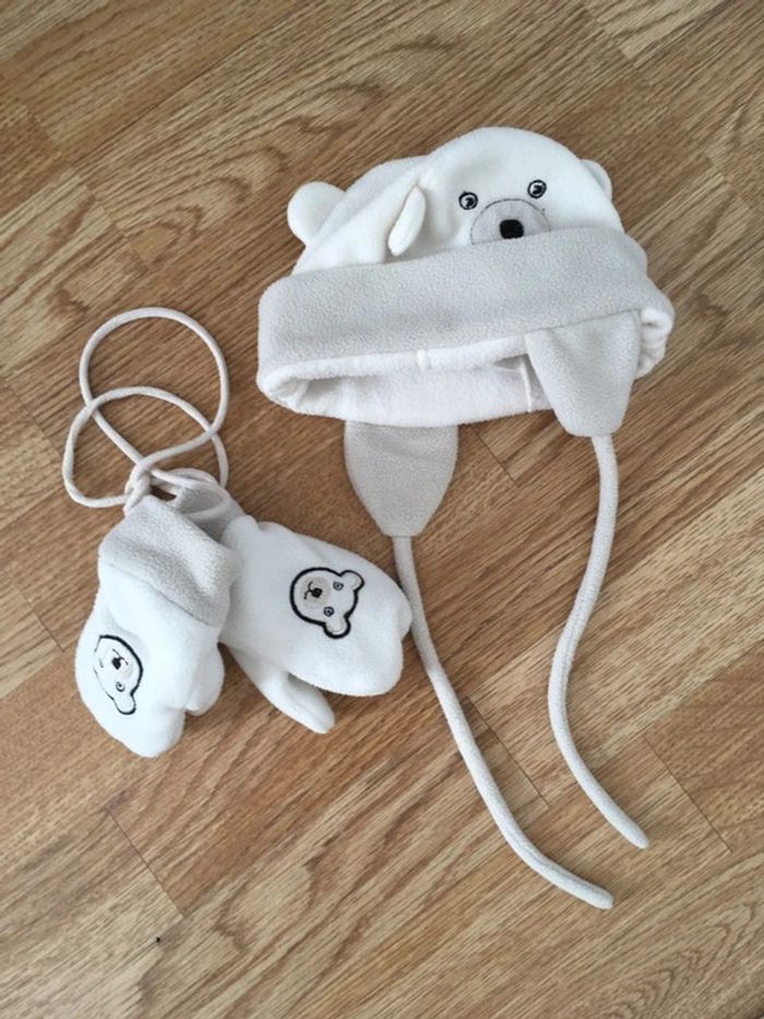 Bonnet et moufles bébé Kappahl 3-6 mois, 42 cm