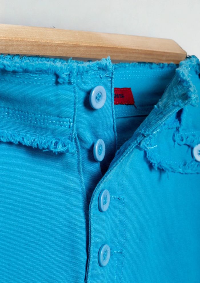 Mini jupe en jean bleu vintage • Blue mini skirt Pan’s Jean Taille M - photo numéro 8
