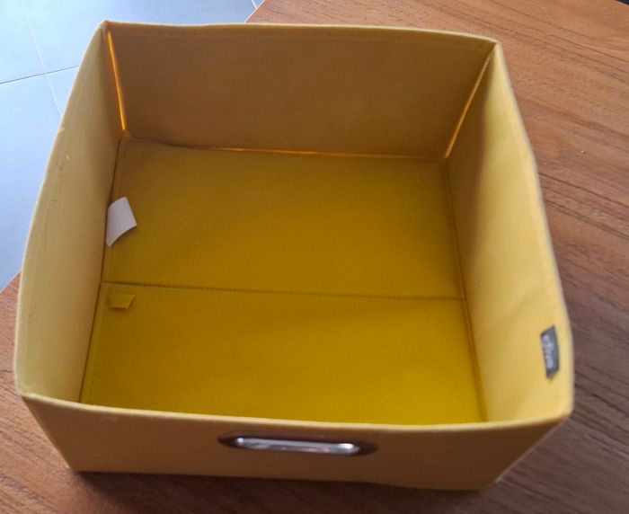 Panier de rangement jaune avec poignées - photo numéro 2