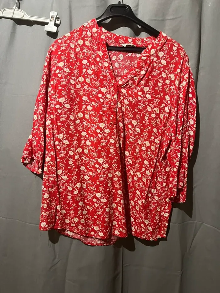 Blouse christy fleuri rouge