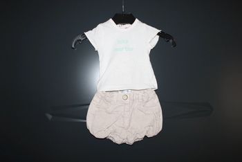 Ensemble short + t-shirt manches courtes taille 1 mois 54 cm
