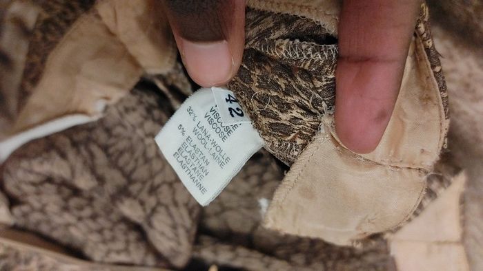 Très belle ensemble veste matelassé chaude imprimer doré style animal léopard en soie laine viscose - photo numéro 18