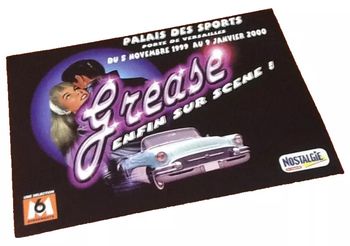 Carte postale publicitaire   GREASE   Enfin sur Scène !  Palais des Sports 1999 / 2000