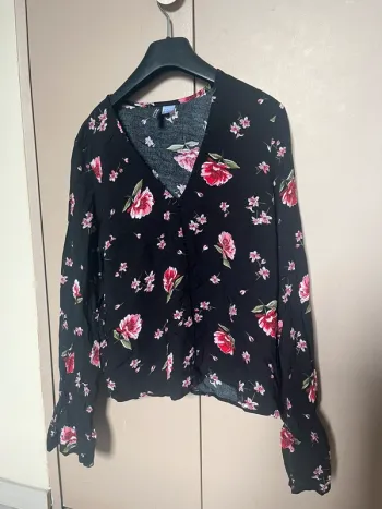 blouse motifs fleurs rose h&m