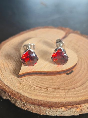 Jolie boucle d'oreilles rouge en acier