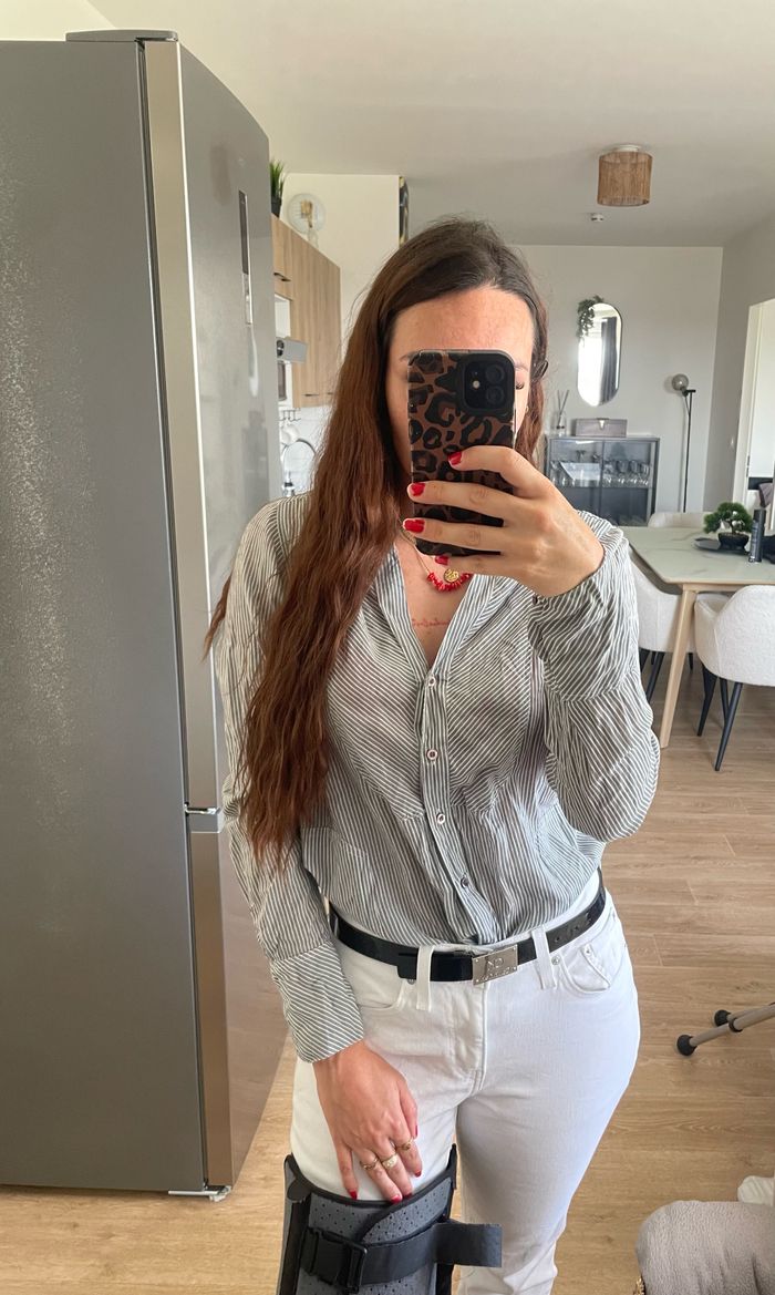 Chemise rayée grise et blanche - photo numéro 2