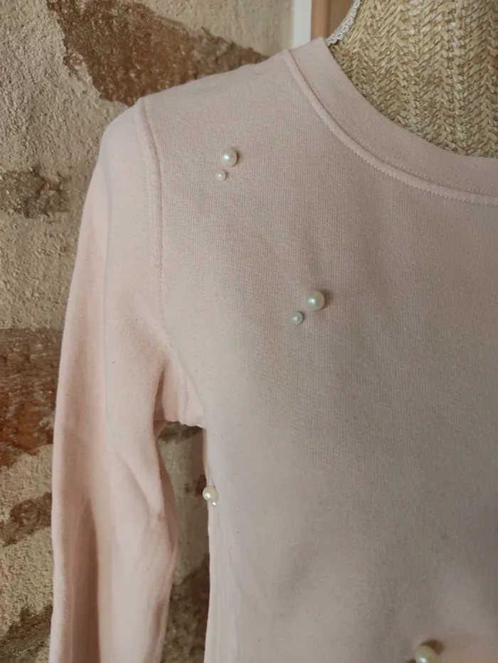 Sweat rose perles nacré - photo numéro 2