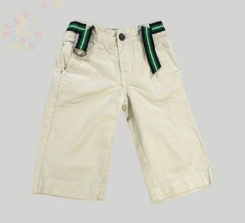 Pantacourt ceinture toile blanc vert Jacadi 3 ans 96 cm garçon