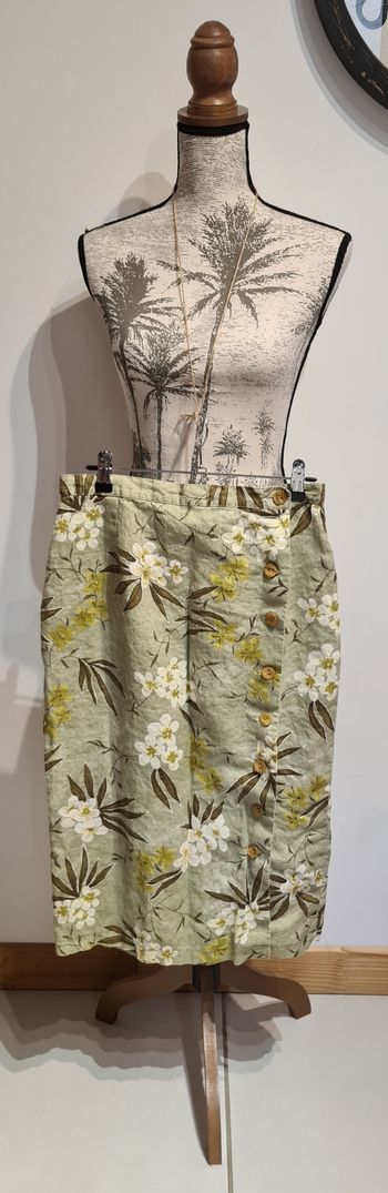 Jupe femme verte motifs fleurs Armand Thierry taille 44