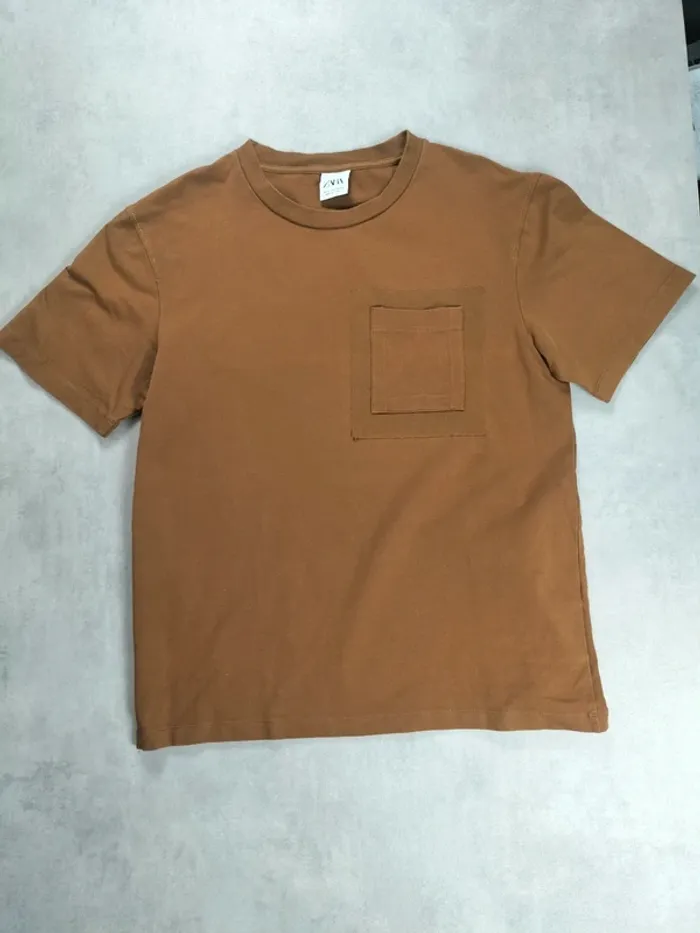 T-shirt Zara homme marron – Taille M - photo numéro 2