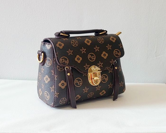 Sac à main marron imprimé doré – Élégant et tendance avec bandoulière - photo numéro 2