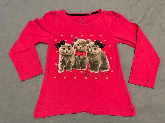 T-shirt manches longues rose avec chats - Palomino - 122 cm