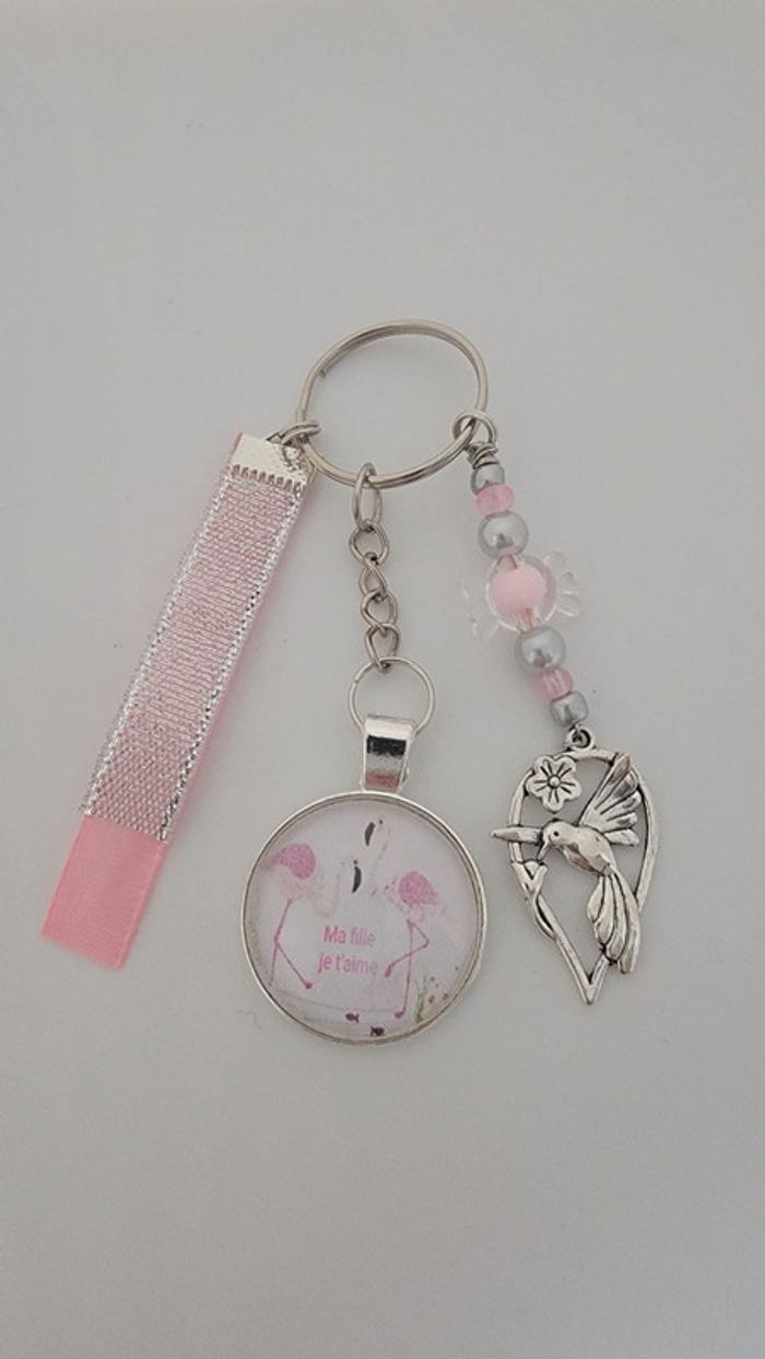 Cadeau ma fille, porte clé message bijoux de sac " ma fille je t"