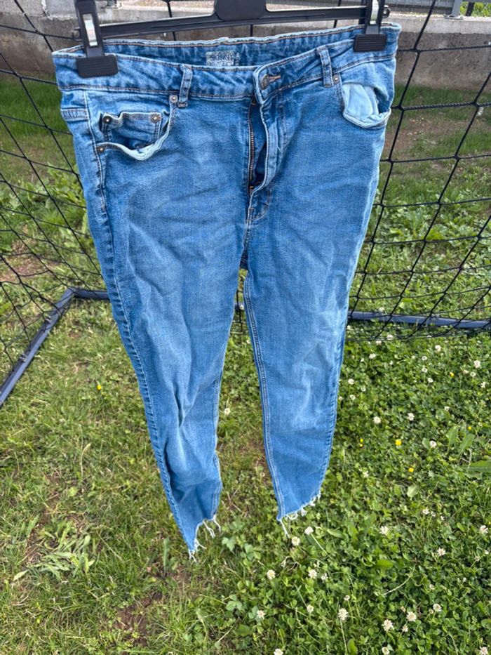 Jean Skinny Bleu Brut Taille 44 - Bas Effiloché Tendance