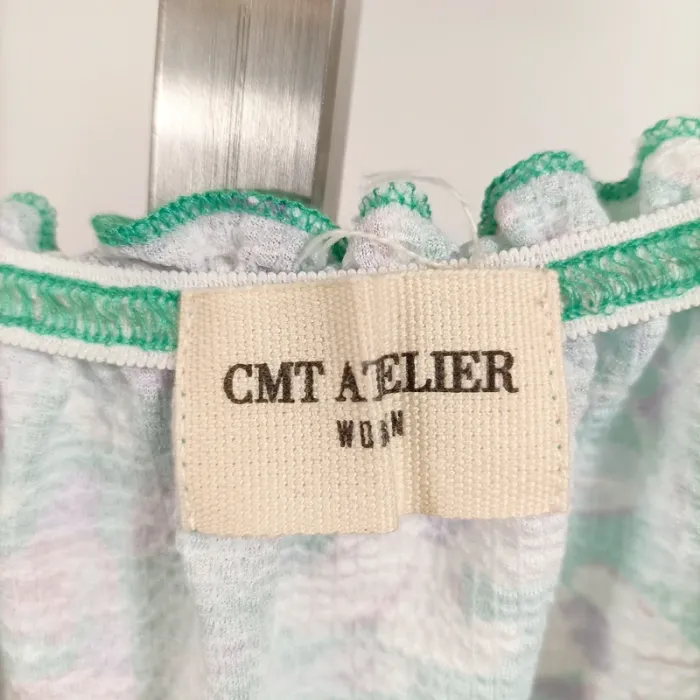 Top à bretelles fleuri vert CMT Atelier T38 imprimé floral léger coton été volanté A1263 - photo numéro 4