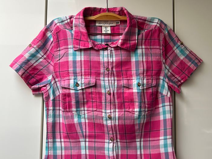 Chemise rose à carreaux H&M - Taille 34 - photo numéro 2