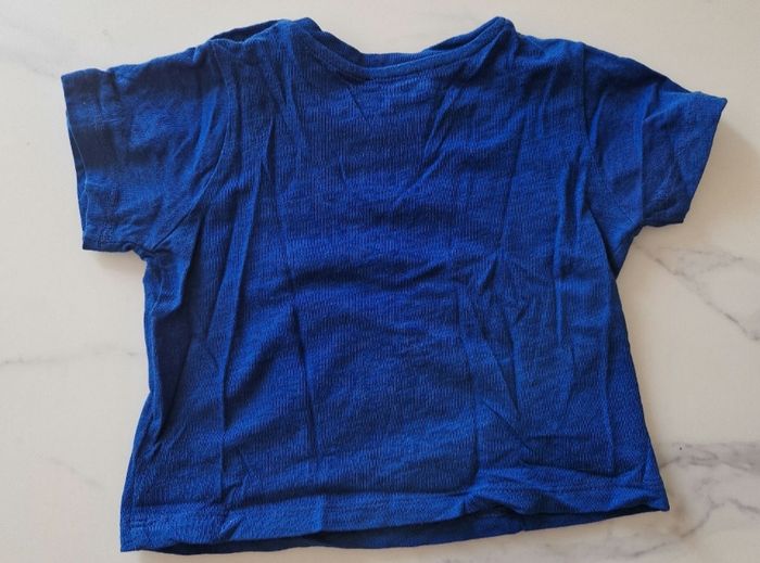 T-shirt bleu motif chat Bout'Chou 9 mois - photo numéro 3