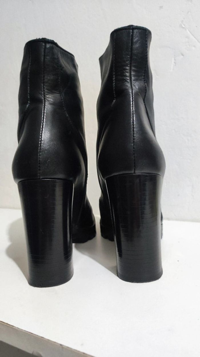 Bottines zippées en cuir véritable à talons Zara trafaluc Heel moto ankle boots taille 38 moto - photo numéro 3