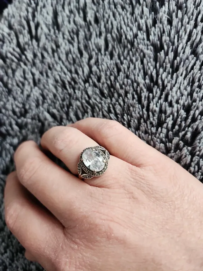 Bague en quartz blanc et argent 925 taille 50 - photo numéro 5