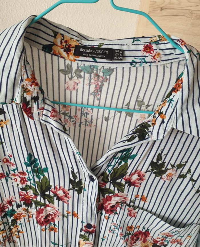Chemise rayée et fleurie bershka - photo numéro 5