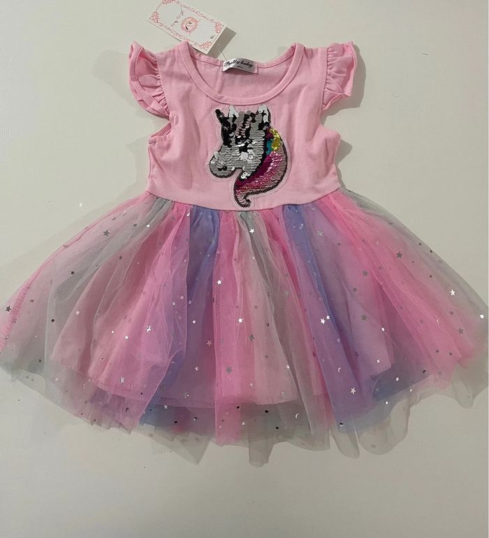 Robe bebe à tutu rose licorne - 12 mois