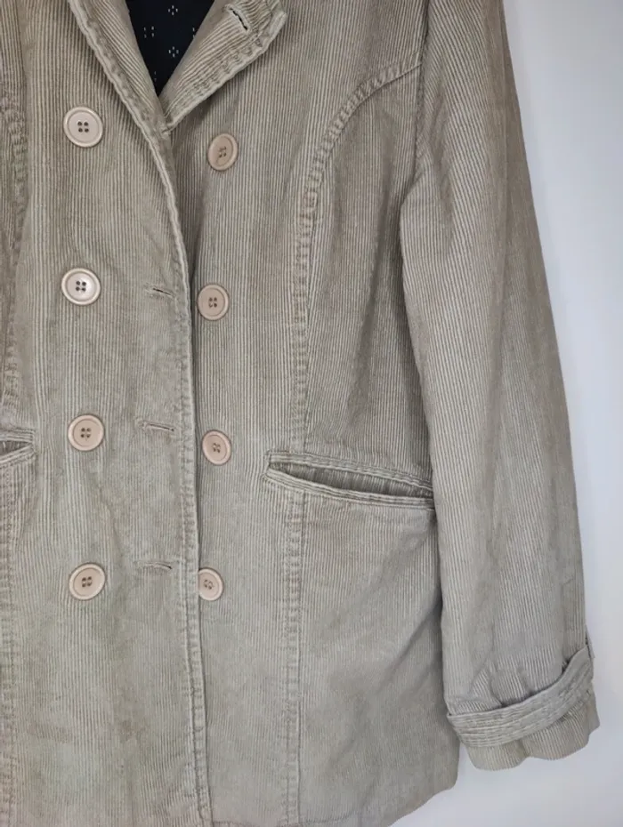 Manteau caban velours côtelé beige - photo numéro 8