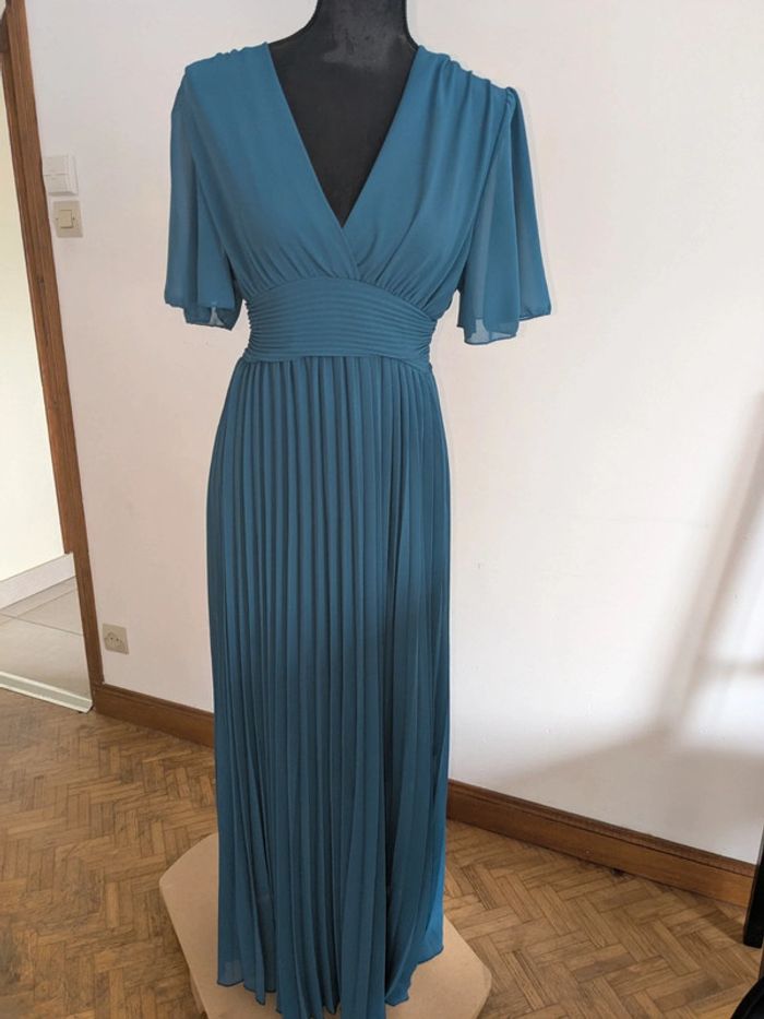 Robe longue bleu canard