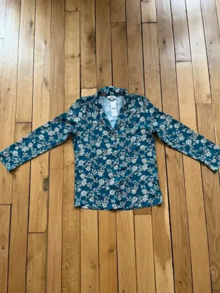 Chemise de nuit Etam effet satiné Maila bleu canard neuve - photo numéro 5