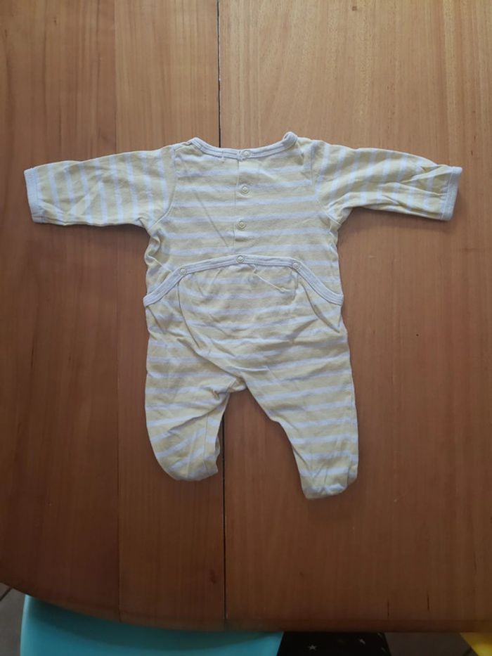 Pyjama manches longues jaune et blanc 1 mois - photo numéro 3