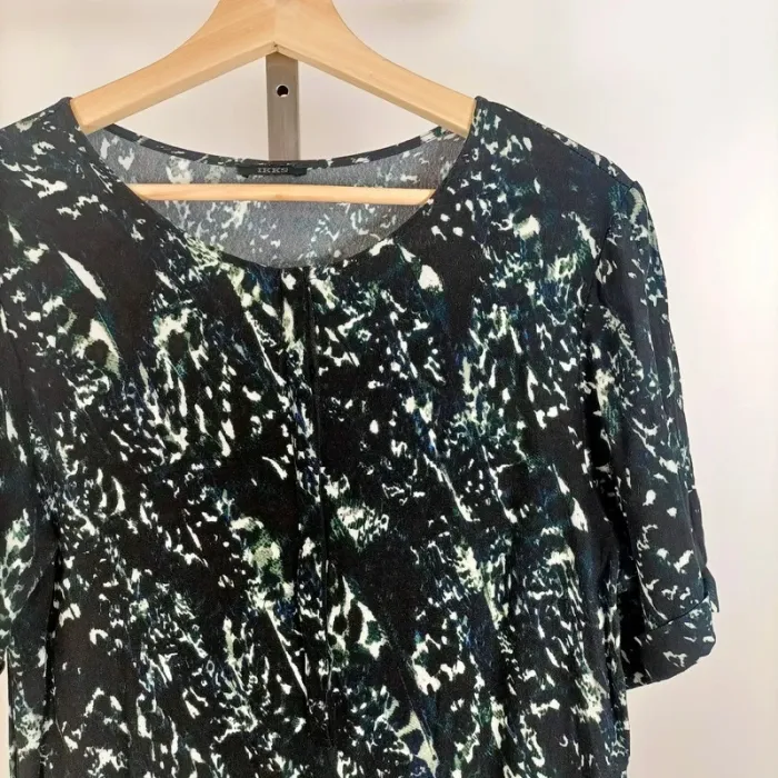 Robe fluide IKKS noire imprimé abstrait taille 40 manches courtes A510 - photo numéro 3