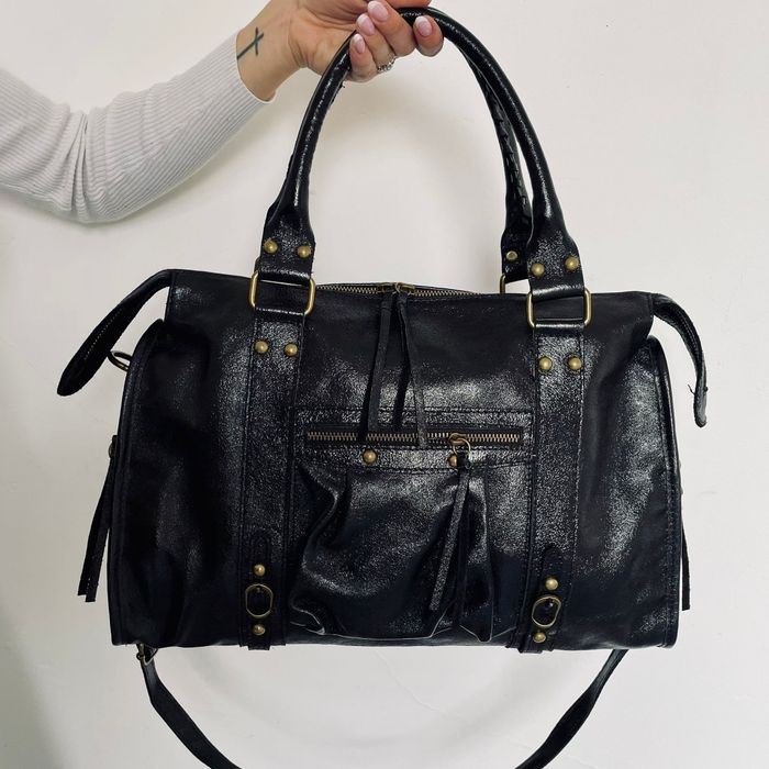🇮🇹Sac a main 100% Cuir Noir verapelle🇮🇹 The genuine leather neuf avec Bandoulière - photo numéro 4